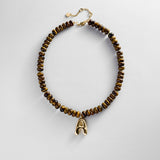 Semi-Precious Bubble Initial Necklace - Tiger's Eye