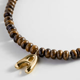 Semi-Precious Bubble Initial Necklace - Tiger's Eye