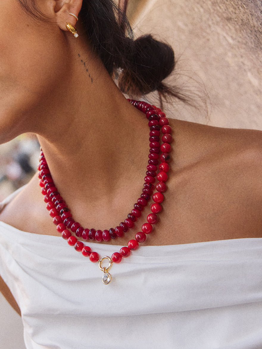 Joyce Semi-Precious Beaded Necklace - Red Jasper
