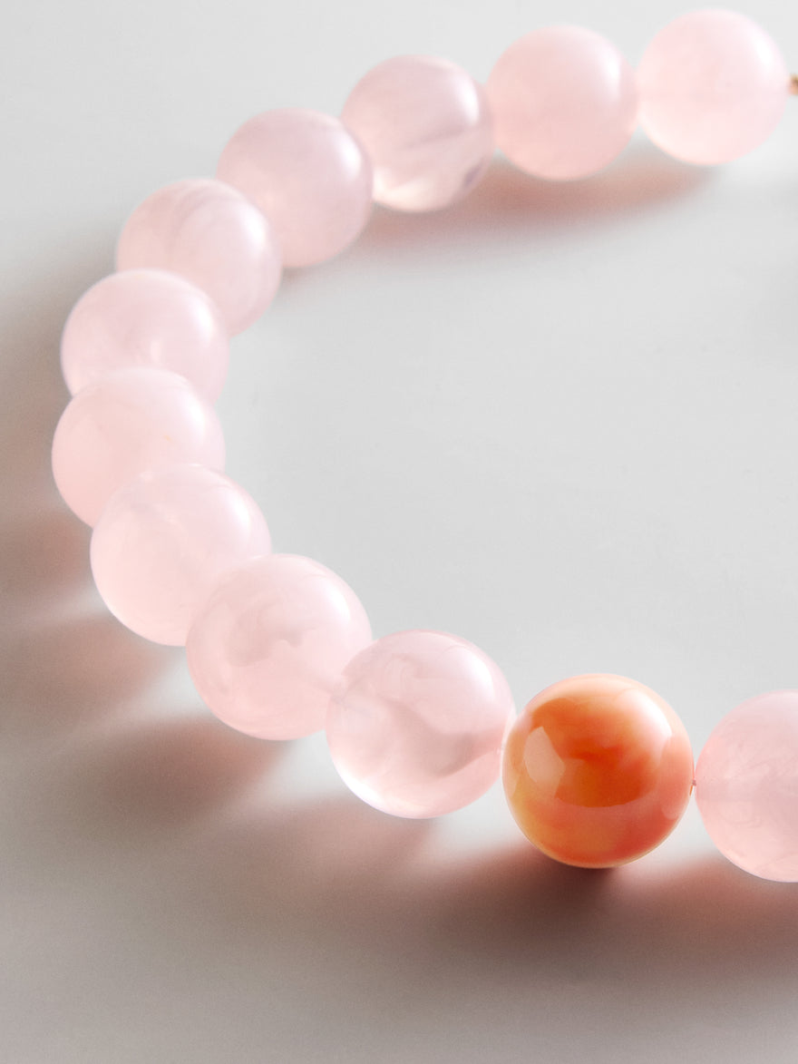 Jane Beaded Necklace - Rose Quartz/Carnelian