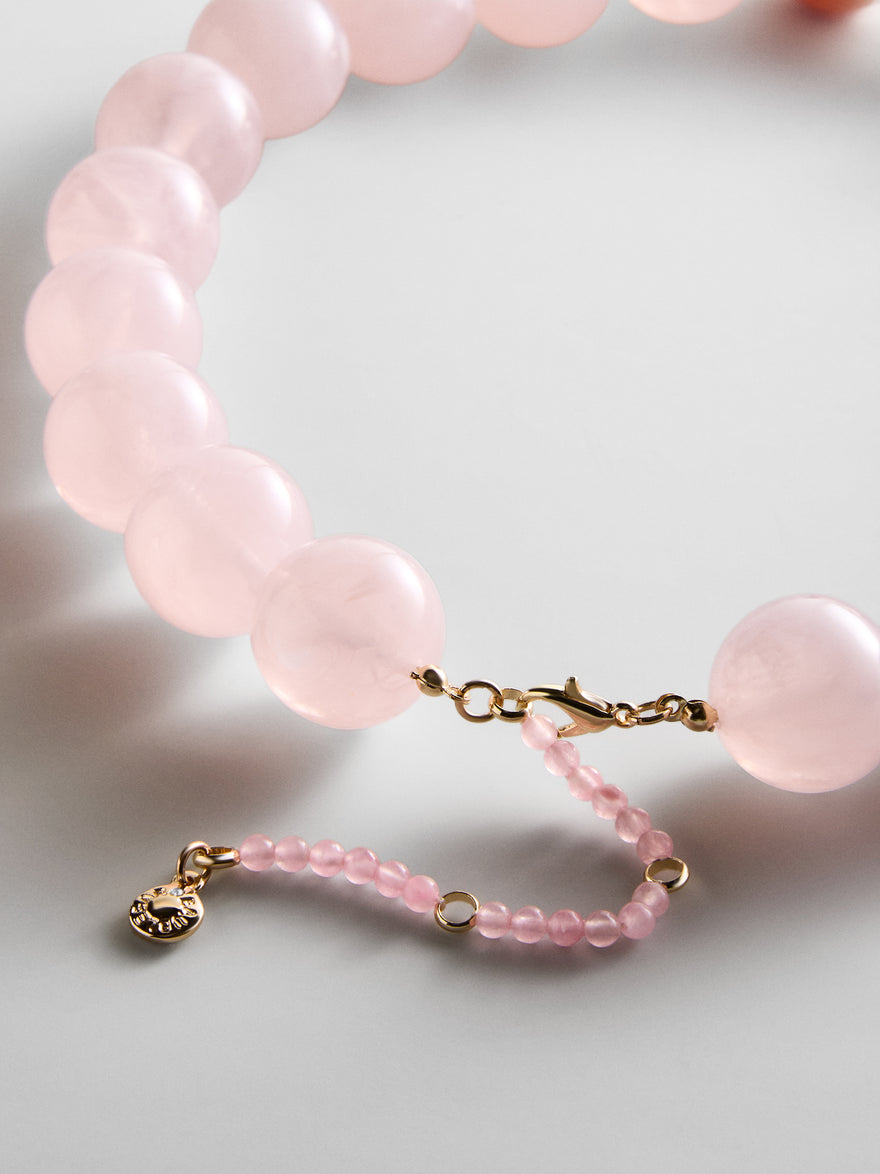 Jane Beaded Necklace - Rose Quartz/Carnelian