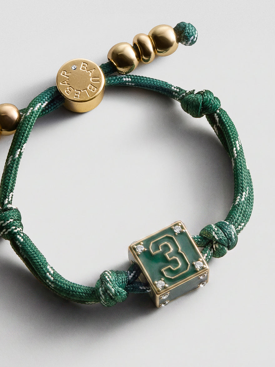 Block Party Varsity Number Custom Bracelet  - Dark Green Single Digit