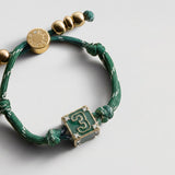 Block Party Varsity Number Custom Bracelet  - Dark Green Single Digit