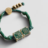Block Party Varsity Number Custom Bracelet  - Dark Green Double Digit