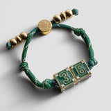 Block Party Varsity Number Custom Bracelet  - Dark Green Double Digit