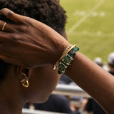 Block Party Varsity Number Custom Bracelet  - Dark Green Double Digit