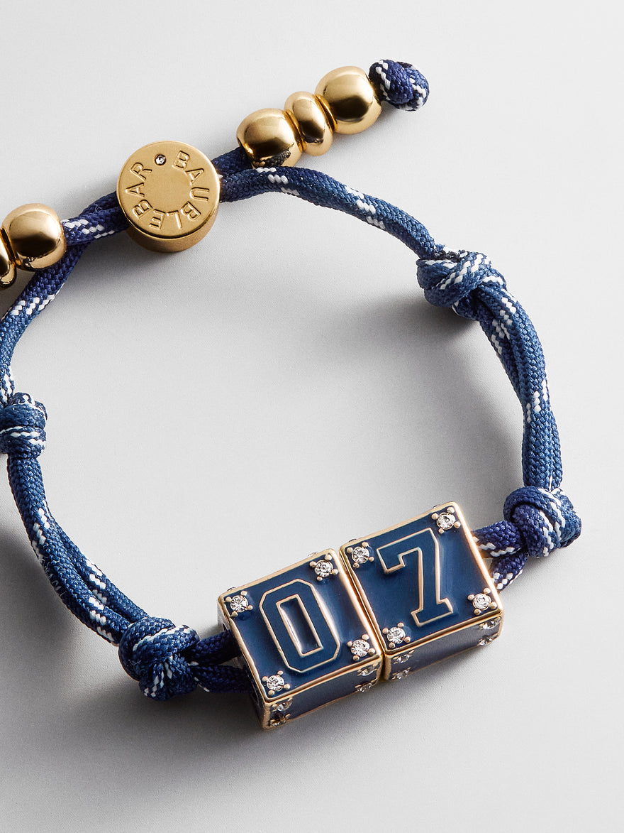 Block Party Varsity Number Custom Bracelet  - Navy Double Digit