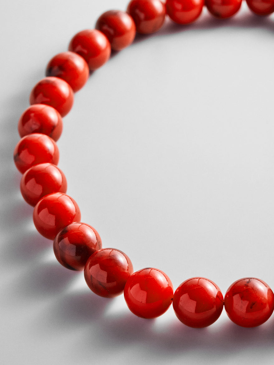 Mini Jane Beaded Necklace - Red Jasper