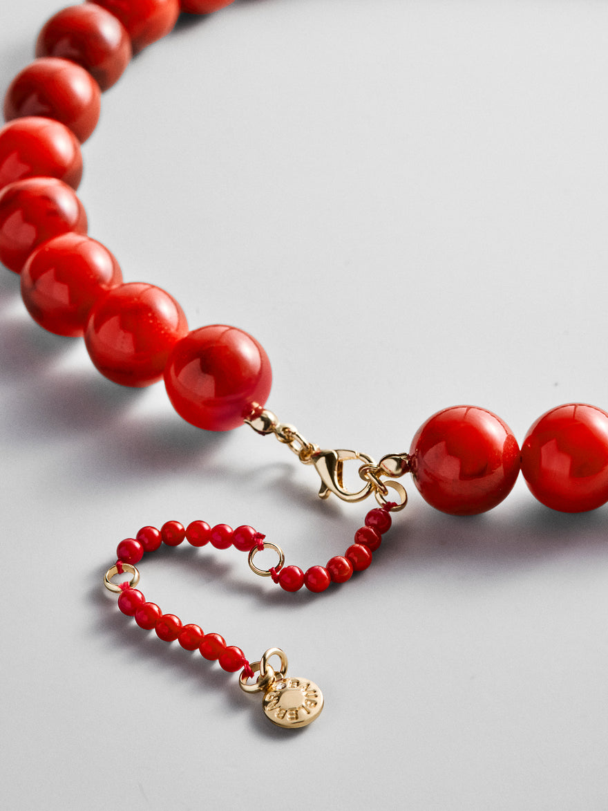 Mini Jane Beaded Necklace - Red Jasper