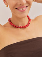 Mini Jane Beaded Necklace - Red Jasper