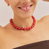 Mini Jane Beaded Necklace - Red Jasper