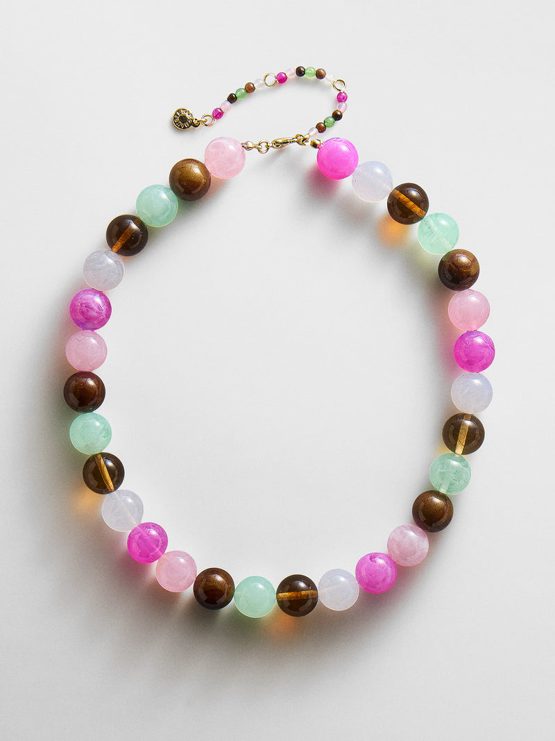 Mini Jane Beaded Necklace - Pink Multi