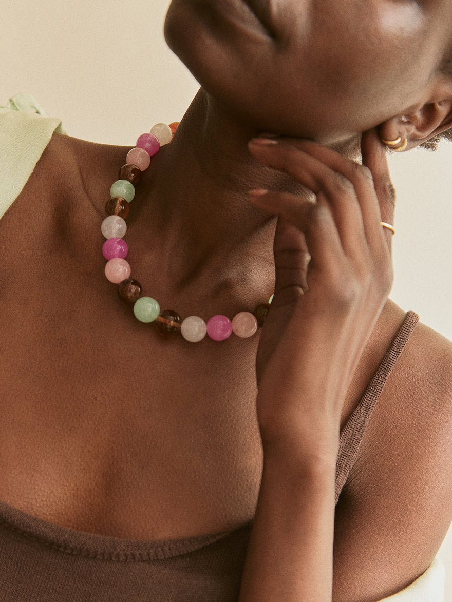 Mini Jane Beaded Necklace - Pink Multi