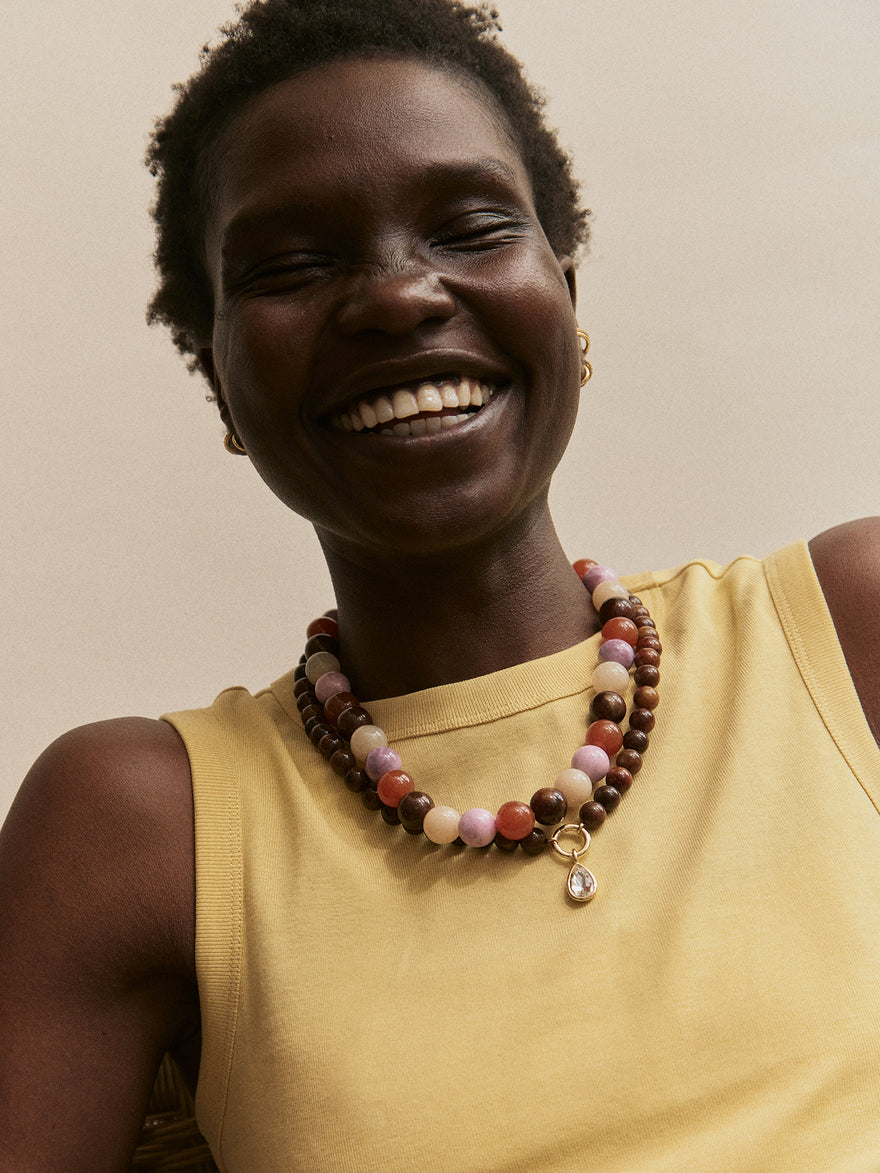 Mini Jane Beaded Necklace - Brown Multi