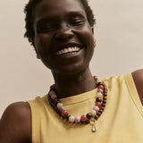 Mini Jane Beaded Necklace - Brown Multi Bead