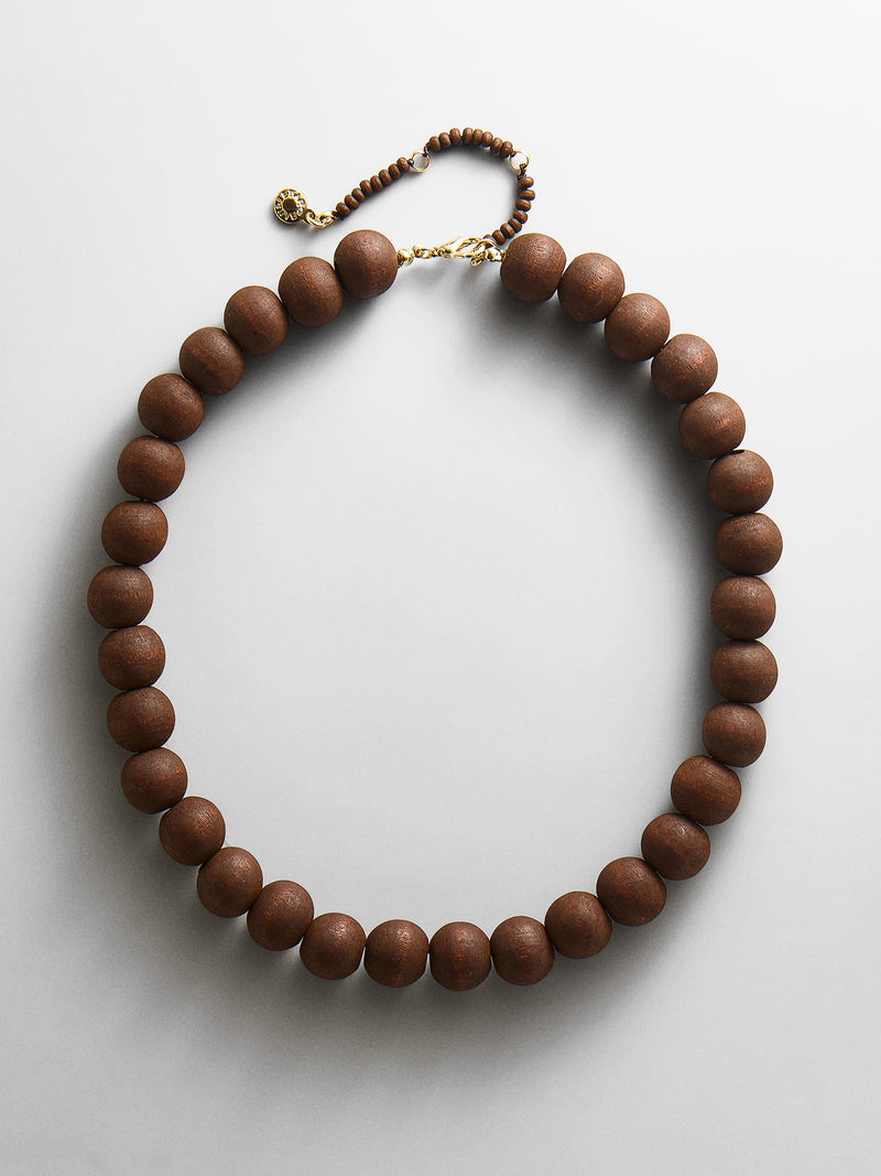 Mini Jane Beaded Necklace - Dark Wood