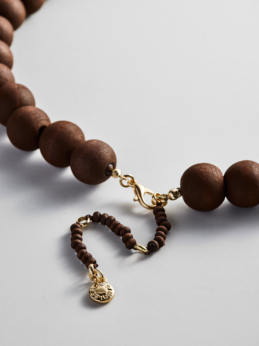 Mini Jane Beaded Necklace - Dark Wood