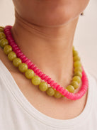 Joyce Semi-Precious Beaded Necklace - Fuchsia Agate Bead