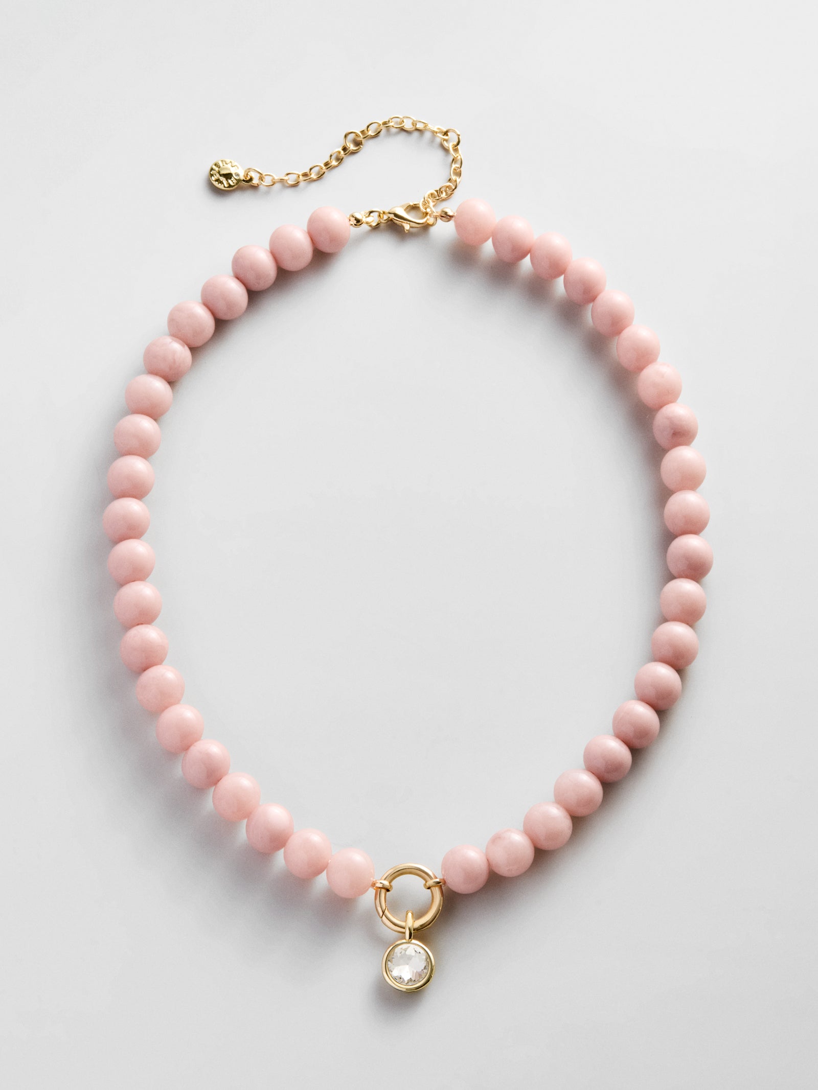 Janette Beaded Ring Necklace - Light Pink