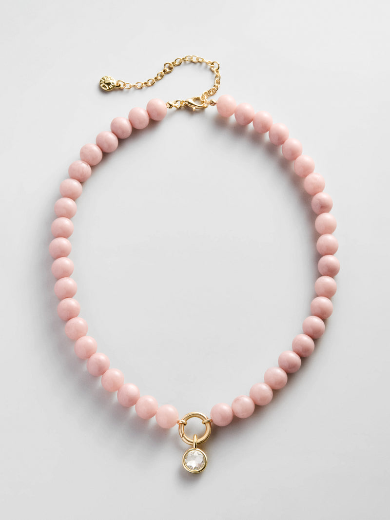 Janette Beaded Ring Necklace - Light Pink