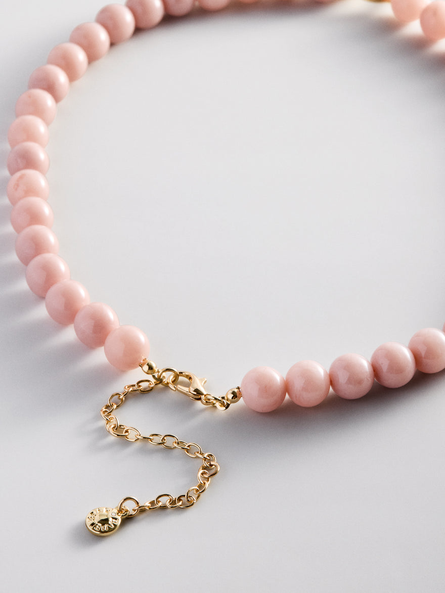 Janette Beaded Ring Necklace - Light Pink