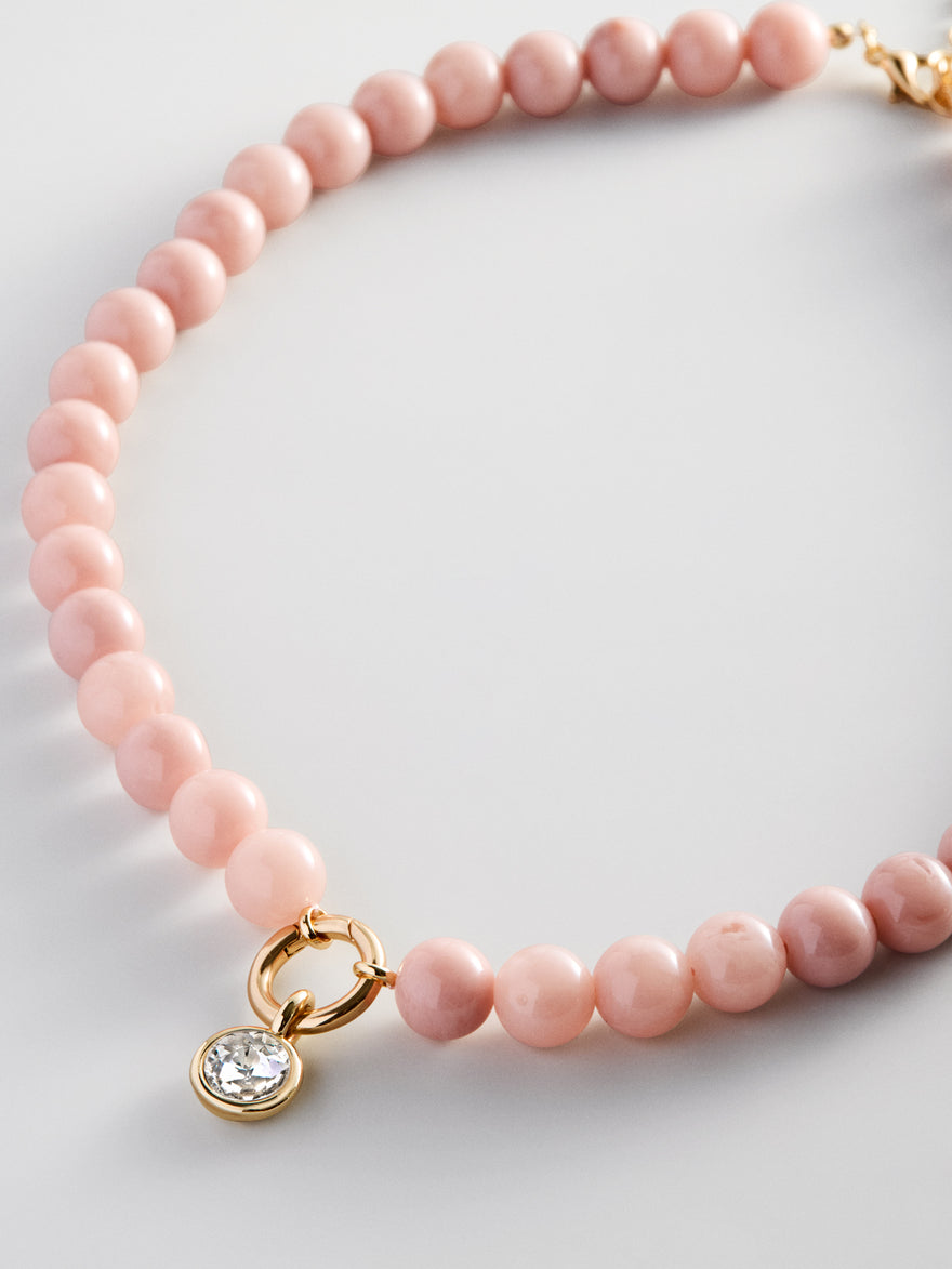 Janette Beaded Ring Necklace - Light Pink