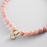 Janette Beaded Ring Necklace - Light Pink Bead