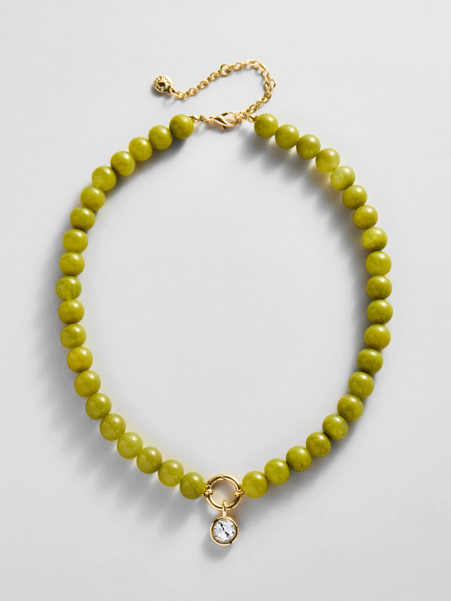Janette Beaded Ring Necklace - Olive