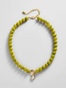 Janette Beaded Ring Necklace - Olive
