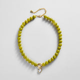 Janette Beaded Ring Necklace - Olive