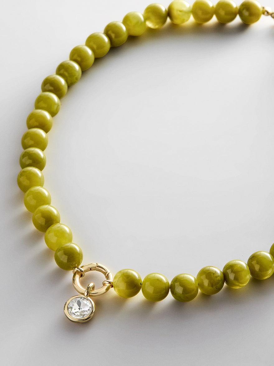 Janette Beaded Ring Necklace - Olive