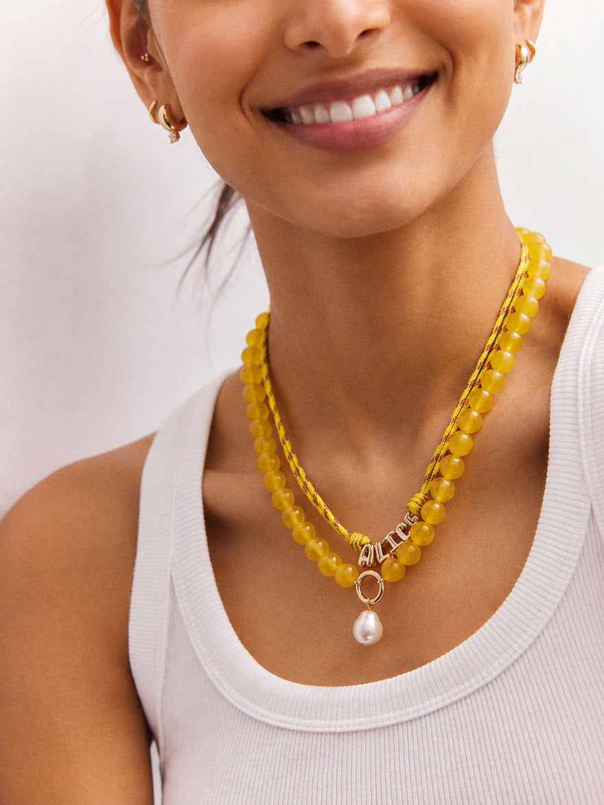 Janette Beaded Ring Necklace - Citrine