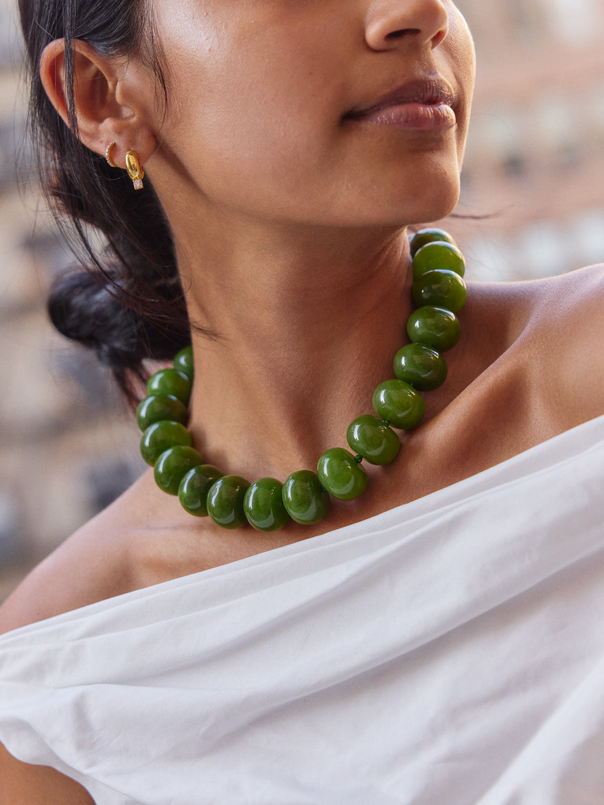 Joan Semi-Precious Necklace - Dark Olive