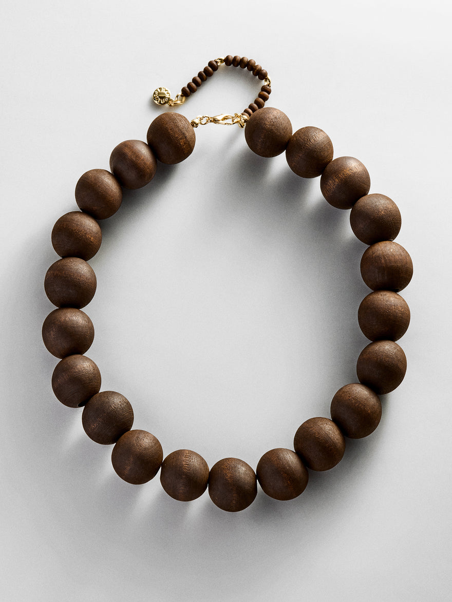 Jane Beaded Necklace - Wood