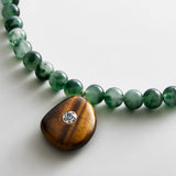 Jamie Semi-Precious Beaded Necklace - Green Jade/Tiger's Eye