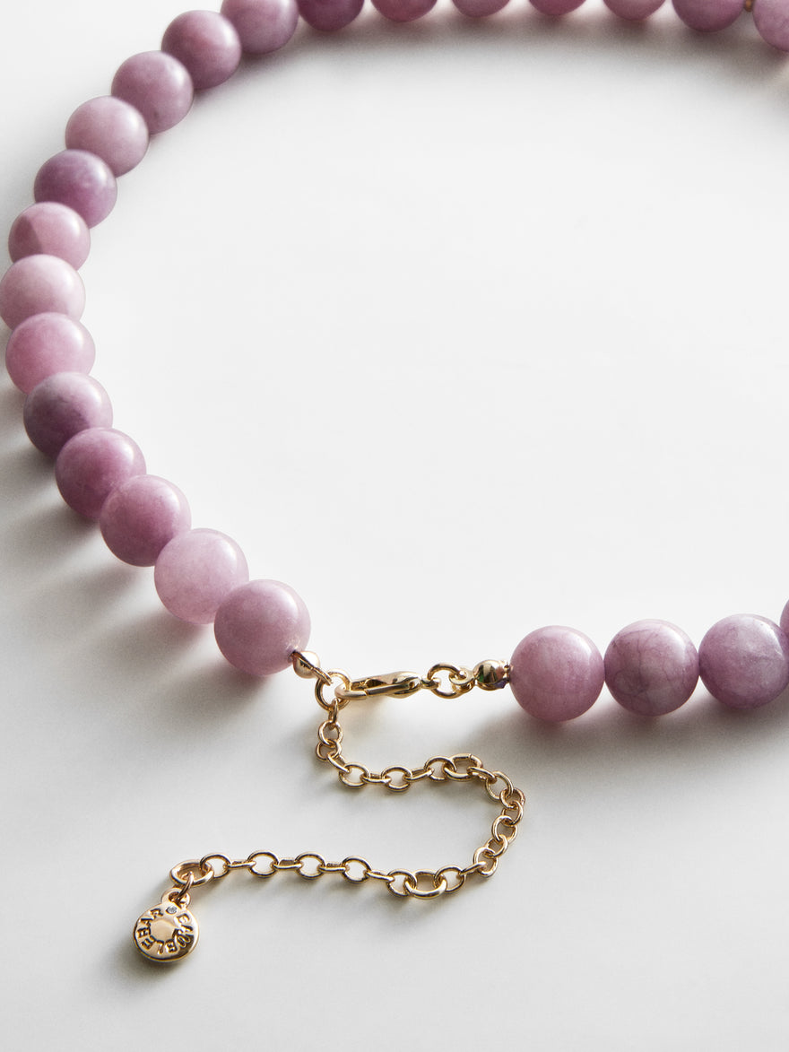 Jamie Semi-Precious Beaded Necklace - Light Amethyst/Black Hypersthene