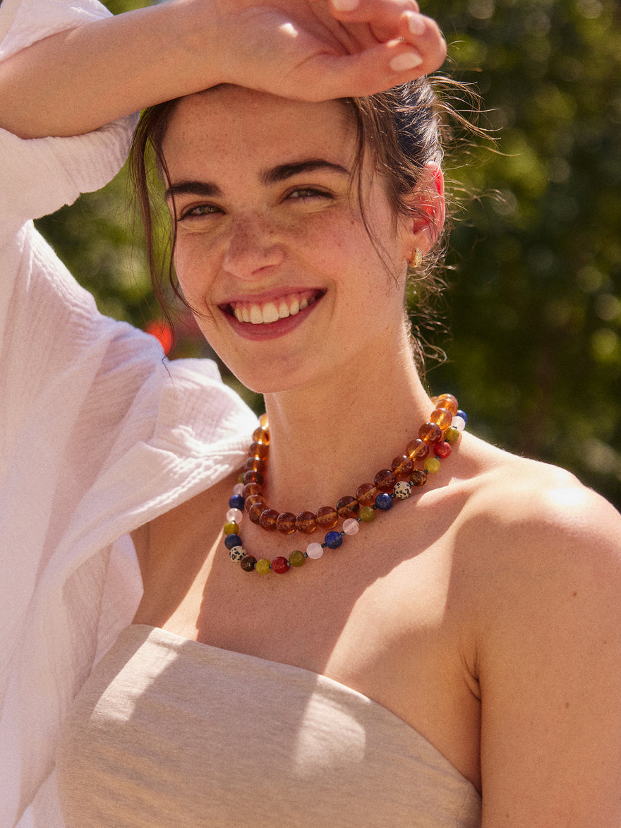 Jocelyn Beaded Necklace - Multi/Dalmatian Bead