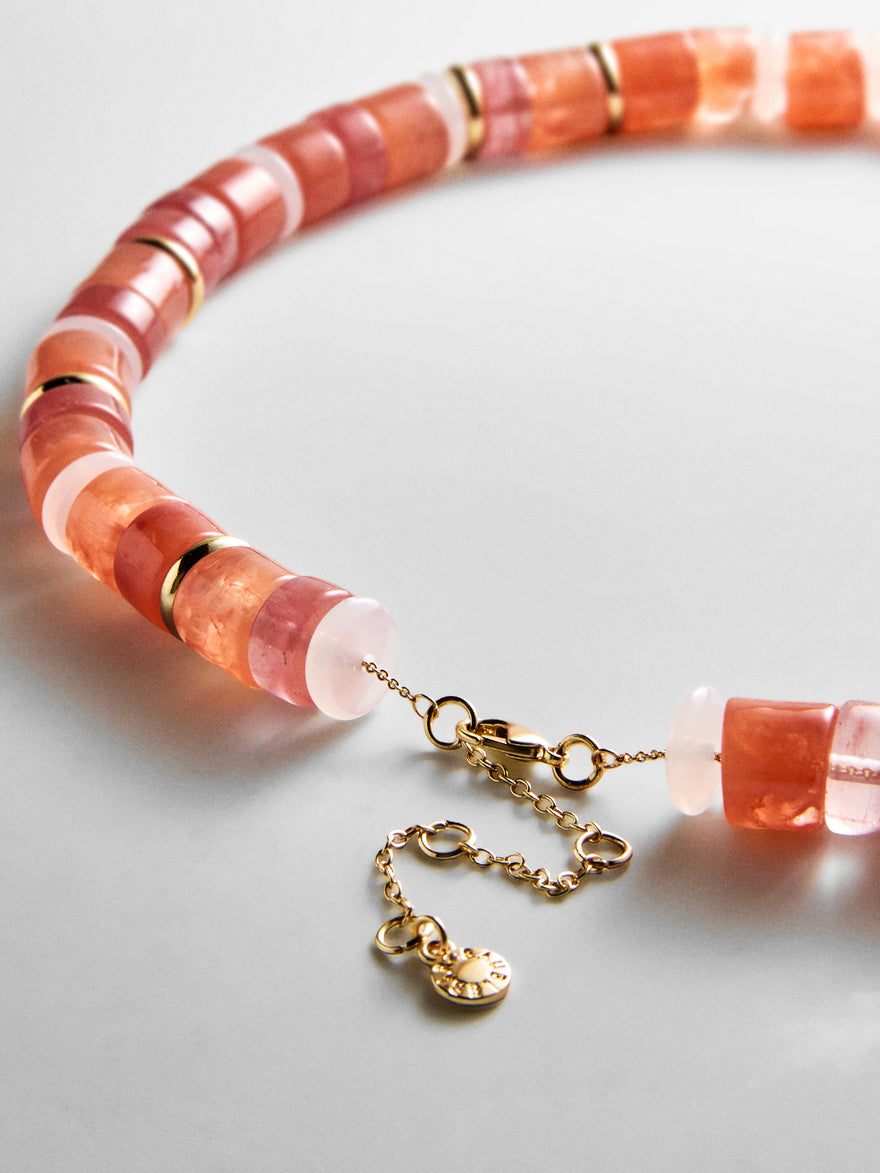 Jennifer Rondelle Beaded Necklace - Cherry Quartz Bead
