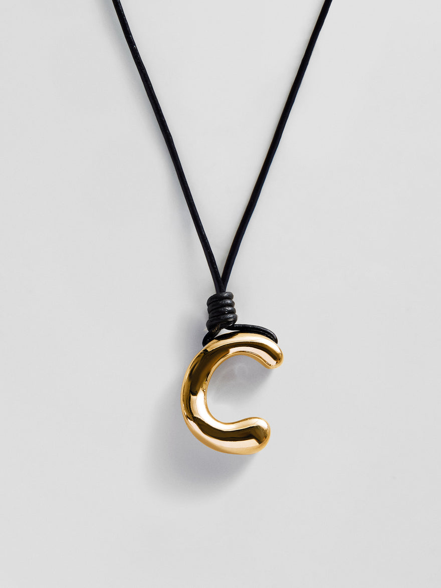 Cord Initial Necklace - Gold