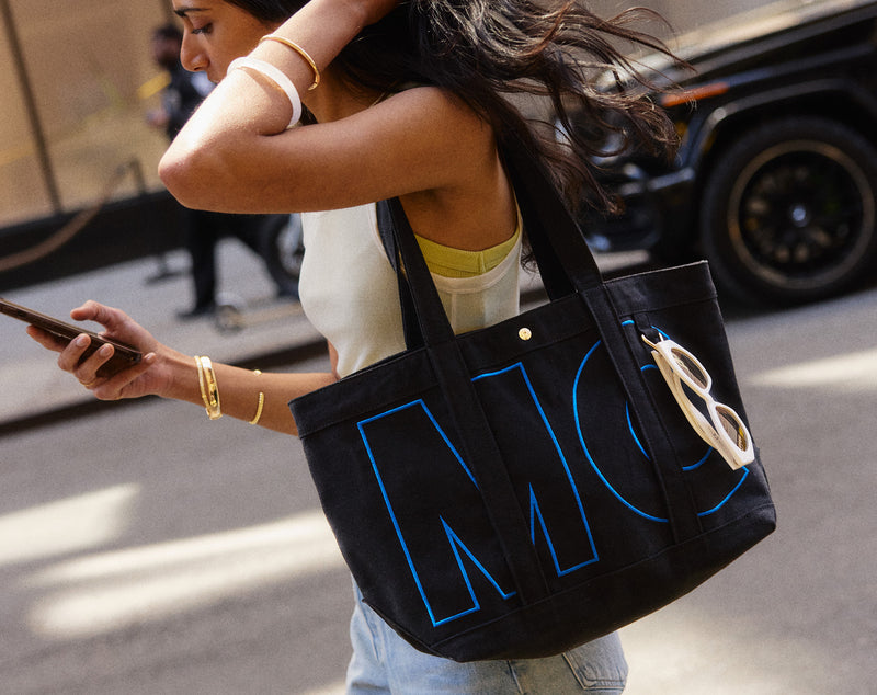 BaubleBar Medium - 
    Personalized canvas tote bag with custom embroidered initials 
  
