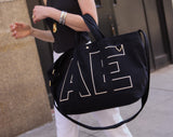 BaubleBar Large - 
    Personalized canvas tote bag with custom embroidered initials 
  
