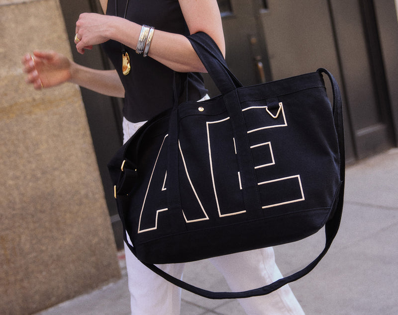 BaubleBar Large - 
    Personalized canvas tote bag with custom embroidered initials 
  

