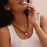 Jolene Semi-Precious Beaded Necklace - Red/Blue Multi