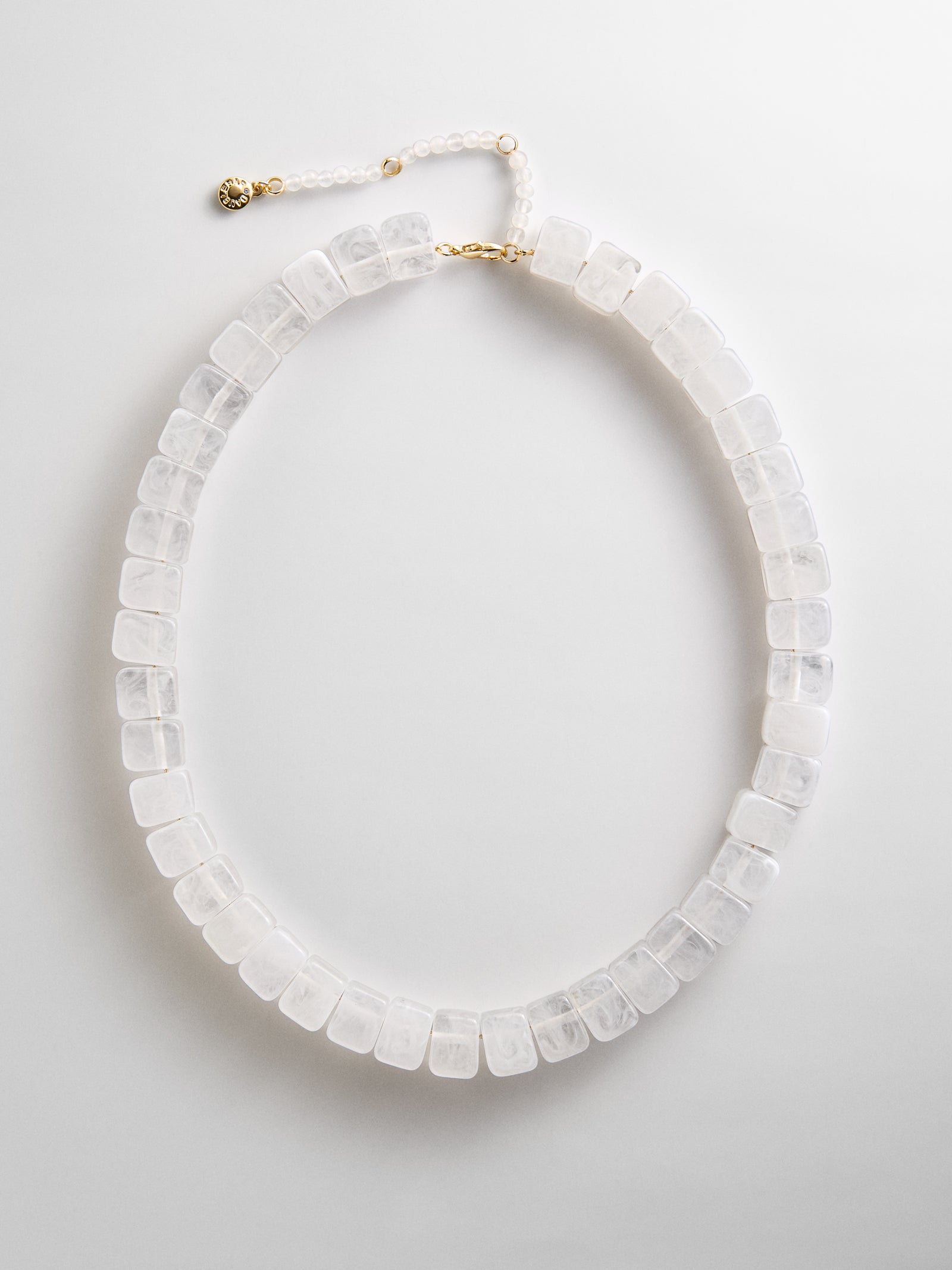 Jess Square Beaded Necklace - White Quartz