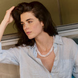 Jess Square Beaded Necklace - White Quartz