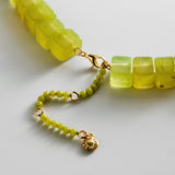Jess Square Beaded Necklace - Olive Jade