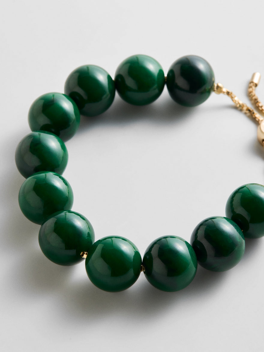 Jane Beaded Bracelet - Dark Green Bead