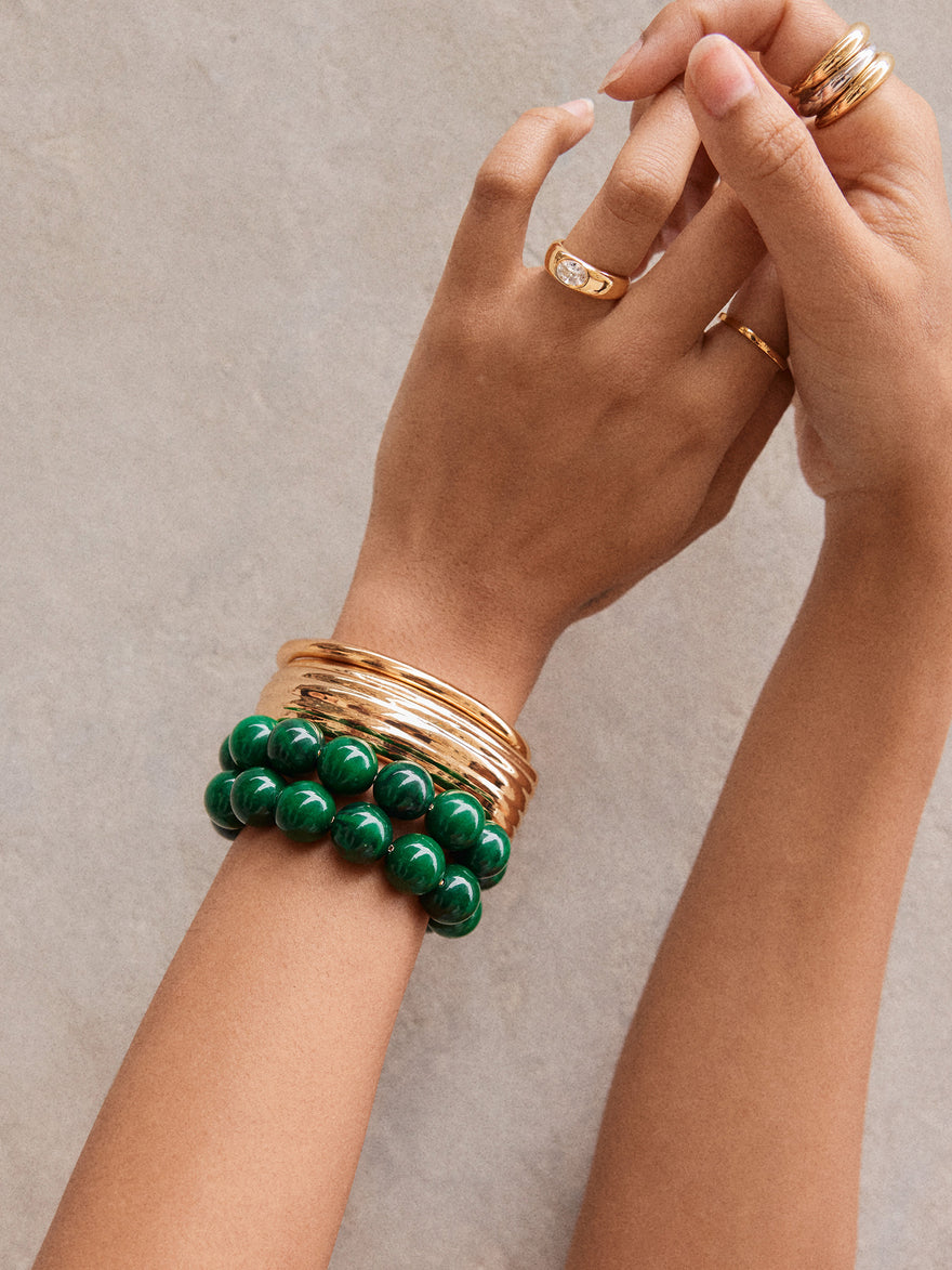 Jane Beaded Bracelet - Dark Green Bead