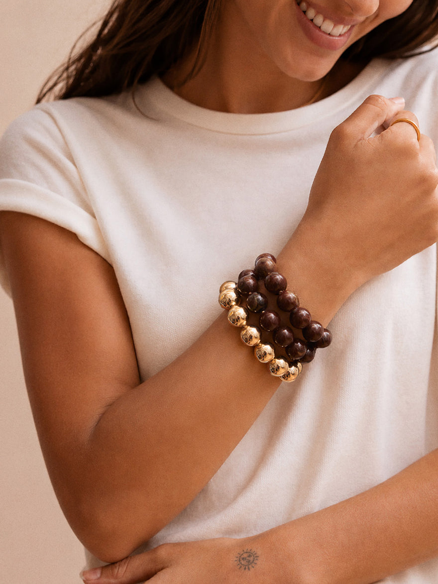 Jane Beaded Bracelet - Chocolate Brown