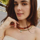Lindsey Crystal Collar Necklace - Olive Green